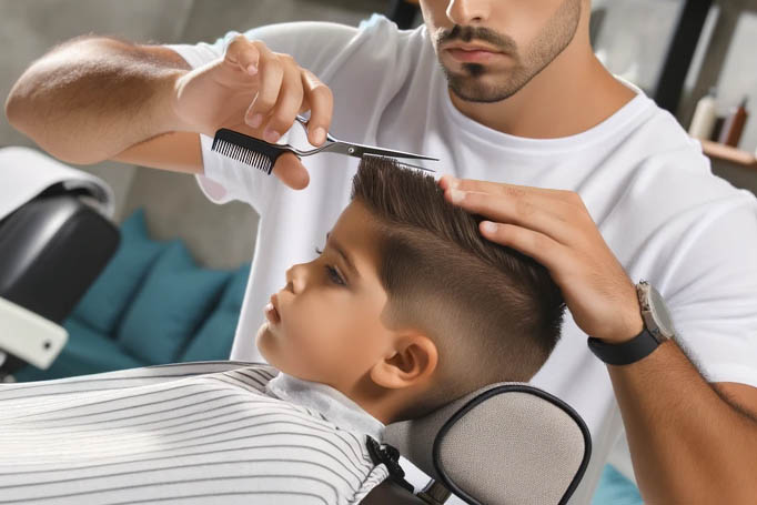 Técnica suave de corte de cabelo para criança com autismo.